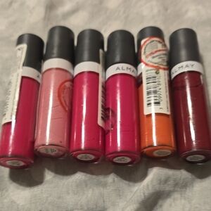 6 Almay Lip Gloss Collection - Bold Pink, Orange, Red